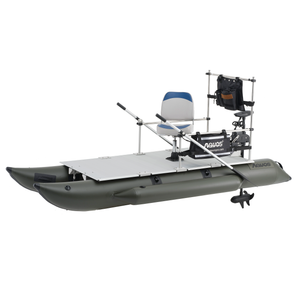 AQUOS Heavy-Duty for Two Series 11.5 ft Inflatable Pontoon Boat with Haswing 12V 55lbs Transom Trolling Motor & Remote