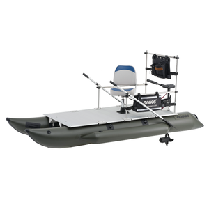 AQUOS New Heavy-Duty for Two Series 11.5 ft Inflatable Pontoon Boat with Haswing 12V 65lbs Transom Hand Control Trolling Motor