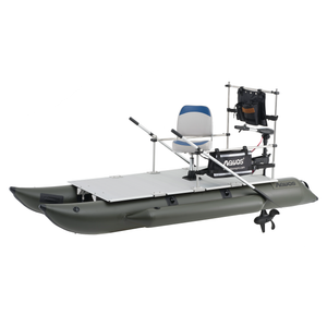 AQUOS New Heavy-Duty for Two Series 11.5 ft Inflatable Pontoon Boat with Haswing 24V 110lbs Transom Hand Control Trolling Motor