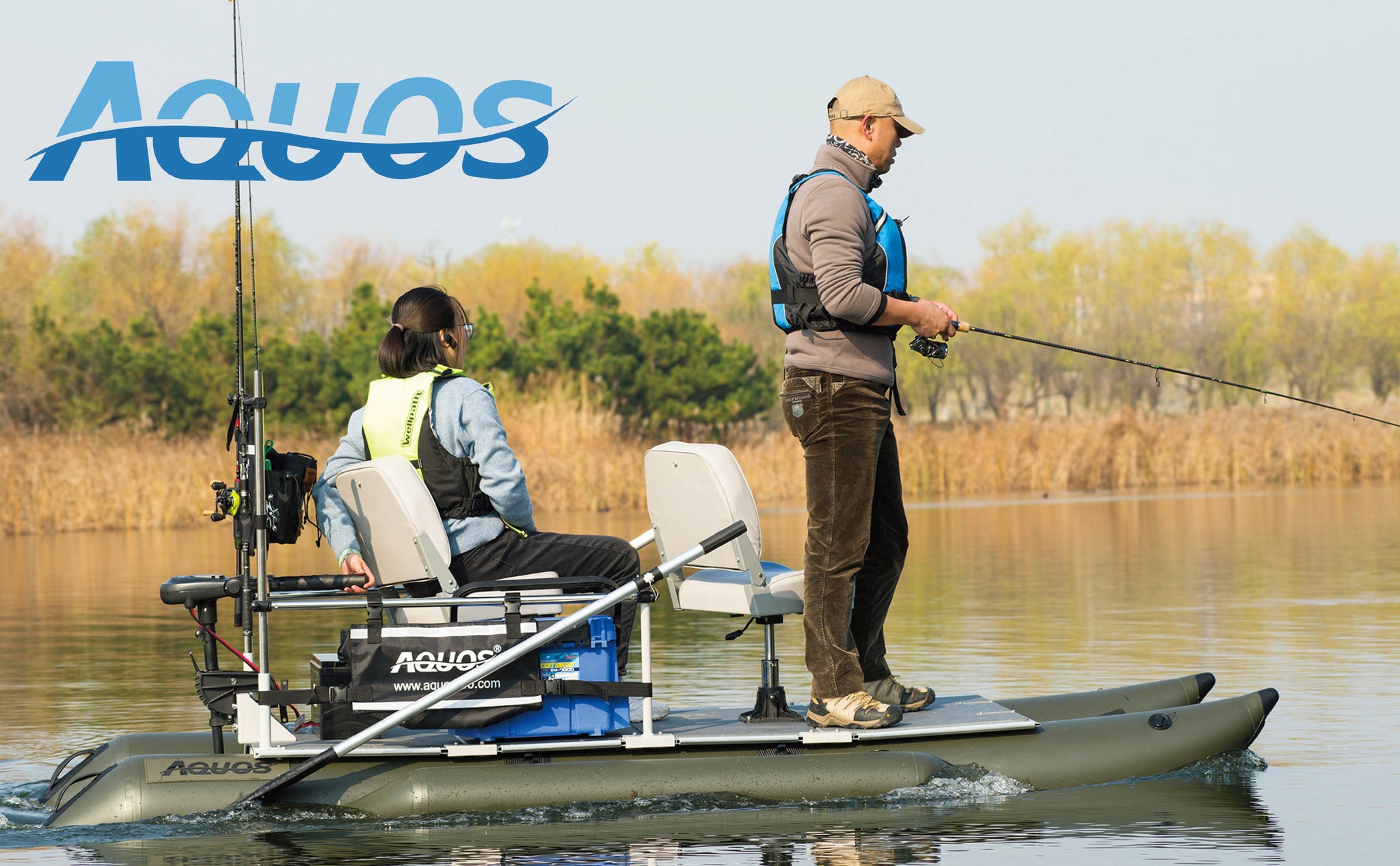 AQUOS Heavy-Duty for Two Series 11.5 ft Inflatable Pontoon Fishing