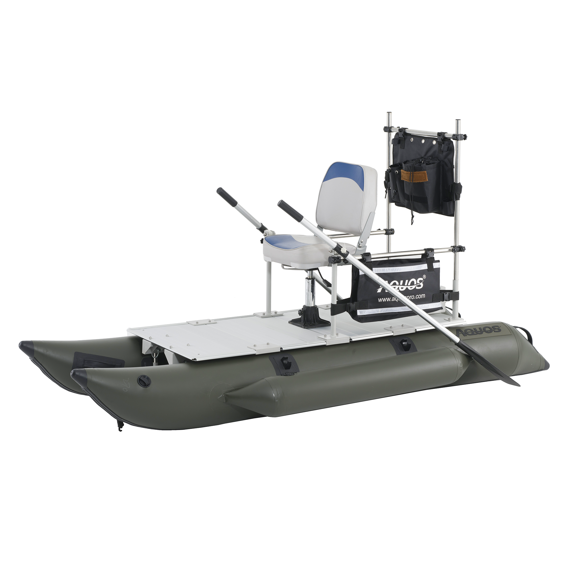 AQUOS 2021 New Backpack Series 8.8ft Inflatable Pontoon Boat with Haswing 12V 20lbs Transom Hand Control Trolling Motor