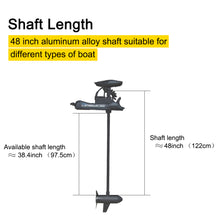 Load image into Gallery viewer, AQUOS Black Haswing Cayman 12V 55LBS 48 inch shaft Bow Mount Electric Trolling Motor with Wireless Remote control, Wired Foot Control and Quick Release Bracket for Freshwater/Saltwater, quiet operation
