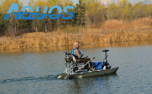 AQUOS 2021 New Backpack Series 8.8ft Inflatable Pontoon Boat with Haswing 12V 55lbs Bow Mount Hand Control Trolling Motor