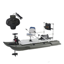 Load image into Gallery viewer, AQUOS New Heavy-Duty for Two Series 11.5 ft Inflatable Pontoon Boat with Haswing 12V 55lbs Bow Mount Remote Control Trolling Motor and Foot Control
